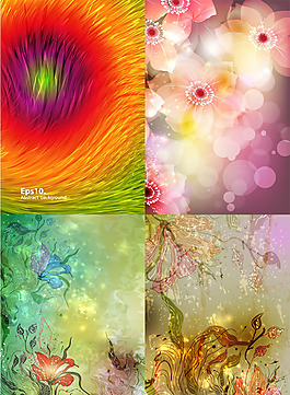絢麗鮮花插畫矢量素材