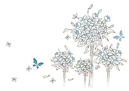 飞蝶花卉图