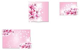 浪漫粉色壁畫花卉圖