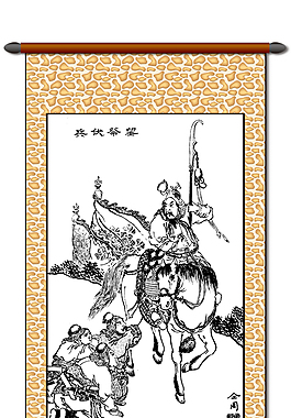 將軍士兵白描裝飾圖
