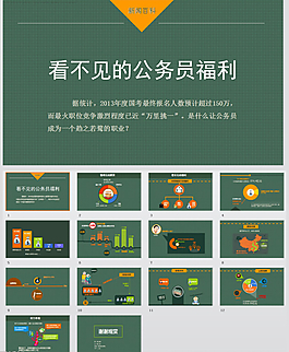 綠色圖標類簡潔PPT模板