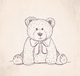 手繪憨厚泰迪熊矢量素材