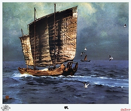 帆油画