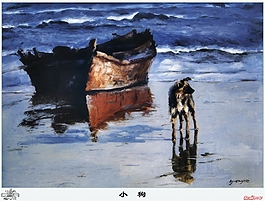 小狗油畫