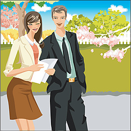 戶外辦公的商務(wù)男性女性