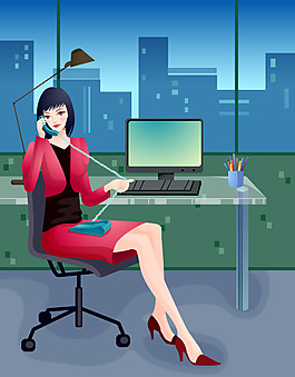 辦公通電話的潮流女性圖