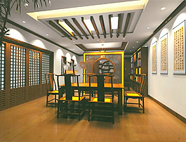 中式餐廳模型