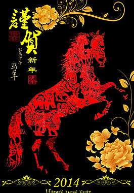 谨贺新年马年海报