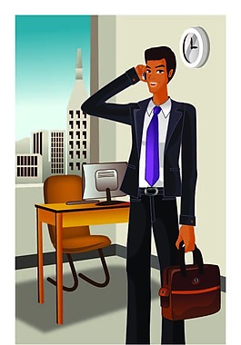 公司打電話的辦公男性圖