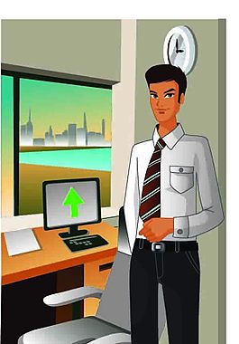 卡通男性書桌ai圖
