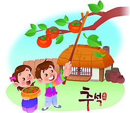 收獲的季節兒童矢量圖