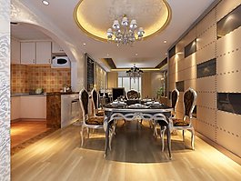 時尚歐式餐廳3d模型圖