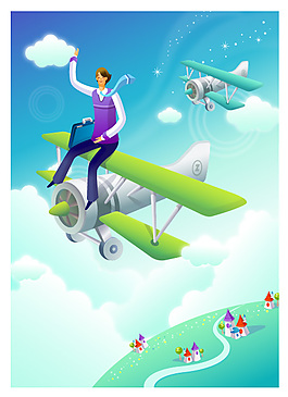 飛機男子矢量ai圖