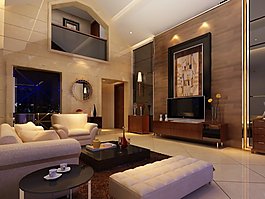 時(shí)尚創(chuàng)意客廳3d