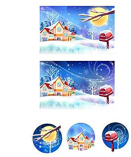 夢幻藍(lán)色調(diào)風(fēng)景插畫