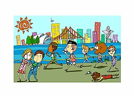 跑步的孩子們插畫圖