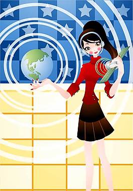 女孩底圖插畫設(shè)計(jì)