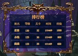 游戲排行榜界面