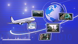 虛擬空間飛機穿行  立體旋轉地球儀