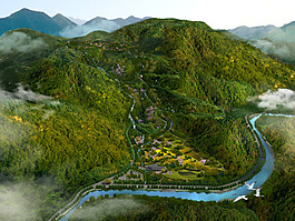 山区城市鸟瞰图
