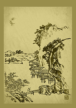 聚马凉石山水画
