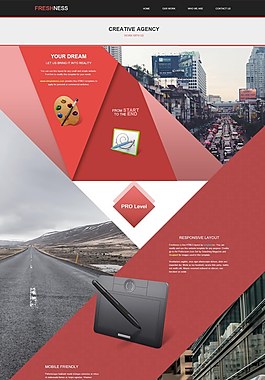 幾何切割網站排版HTML+CSS+PSD