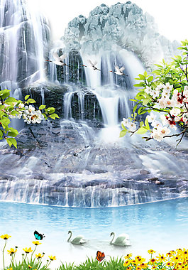 山水风景画PSD分层模板