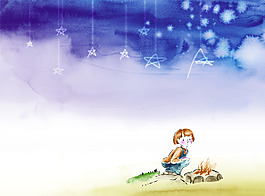 手繪兒童星空PSD文件
