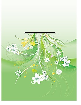 綠色小花線條AI文件