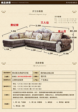 淘寶家具奢華沙發(fā)詳情細節(jié)描述 商品信息