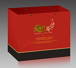 年貨包裝盒手提袋效果圖展開設(shè)計(jì)