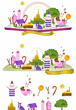 卡通風景插畫