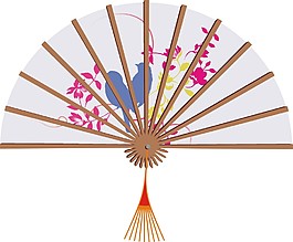 花鳥扇面高清矢量圖
