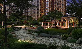 小區花園夜景