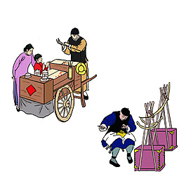 中国古镇人物图