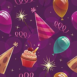 紫色生日快樂主題背景矢量圖