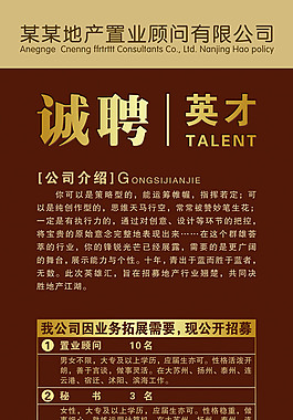 置業顧問公司招聘海報展架