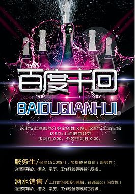 酒吧招聘海報