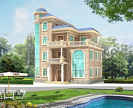 別墅設(shè)計(jì)圖建筑效果圖建筑住宅小區(qū)