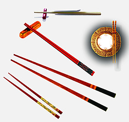 带有古代花纹与色彩的餐具PSD分层文件