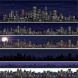 城市花纹全景矢量图
