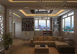 現(xiàn)代客廳吧臺效果圖