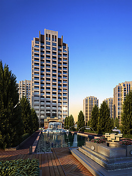 建筑和水池