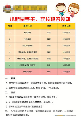 幼儿园培训班报名资费海报传单