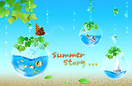 夏季透明風(fēng)鈴PSD分層素材