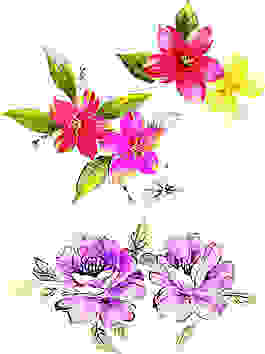 花卉水彩效果矢量圖