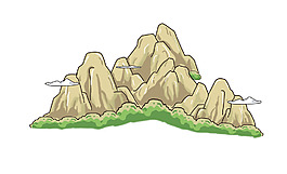 手繪地圖中的假山繪畫