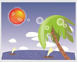 海邊風(fēng)景矢量圖