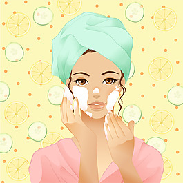 美女卡通矢量圖AI