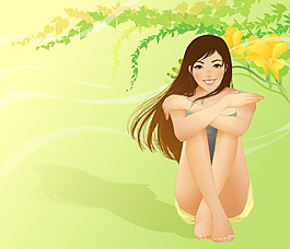 美女卡通矢量圖